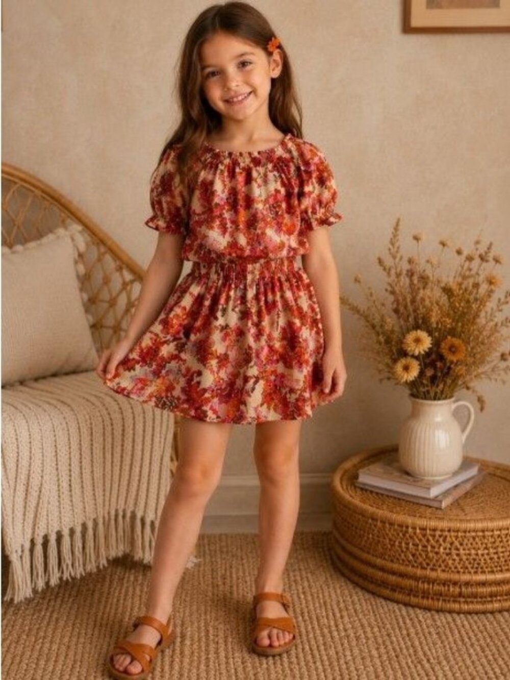 A Loves A Girls Floral Top Skirt Set Boho Mod Retro Cottagecore 2 Piece Outfit M